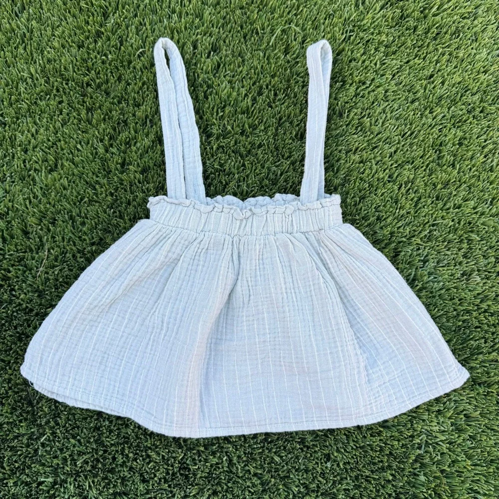 Disney Baby Blue Pinstripe Muslin Suspender Skirt Paperbag‎ Waist 6-9 Months